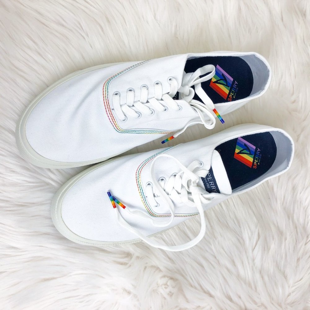 NEW Sperry Captain's CVO Pride Sneaker women’s size 12 rainbow boat shoes - Picture 11 of 12